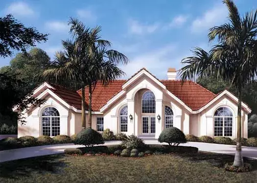 Sunbelt house plans 77-223 - front exterior, 2,398 sq ft, 3 bed, 2 bath house plans | Monster House Plans