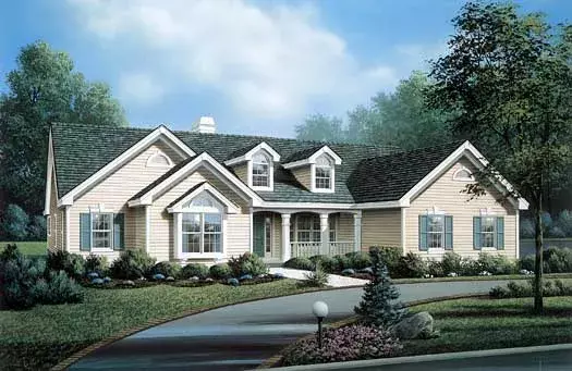 Country house plans 77-238 - front exterior, 2,547 sq ft, 4 bed, 2 bath house plans | Monster House Plans