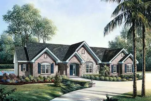 Southern house plans 77-242 - front exterior, 2,695 sq ft, 3 bed, 2 bath house plans | Monster House Plans
