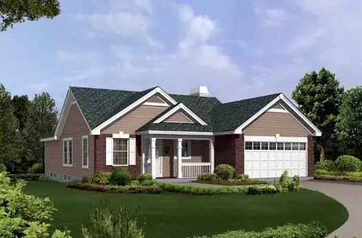 Traditional house plans 77-250 - front exterior, 1,302 sq ft, 3 bed, 2 bath house plans | Monster House Plans