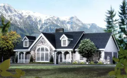 Country house plans 77-262 - front exterior, 1,568 sq ft, 2 bed, 2 bath house plans | Monster House Plans