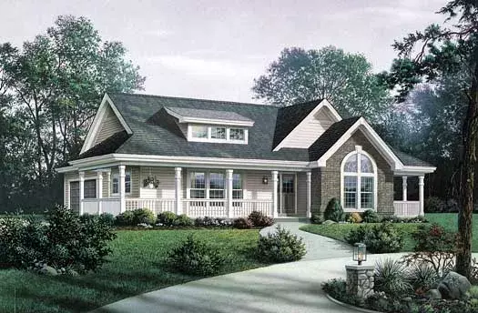 Country house plans 77-265 - front exterior, 1,591 sq ft, 3 bed, 2 bath house plans | Monster House Plans