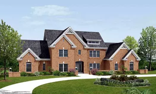 European house plans 77-277 - front exterior, 3,670 sq ft, 4 bed, 4 bath house plans | Monster House Plans