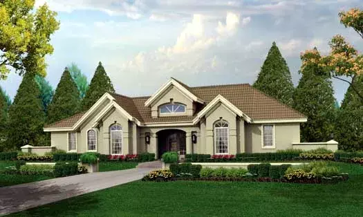 Sunbelt house plans 77-291 - front exterior, 1,948 sq ft, 3 bed, 2 bath house plans | Monster House Plans