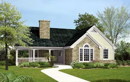 Country house plans 77-294 - front exterior, 1,114 sq ft, 2 bed, 1 bath house plans | Monster House Plans