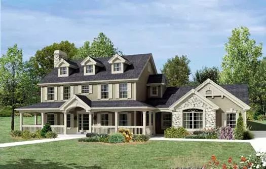 Country house plans 77-309 - front exterior, 2,368 sq ft, 4 bed, 3 bath house plans | Monster House Plans
