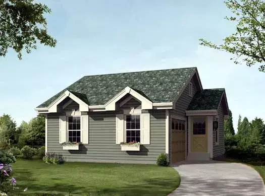 Traditional house plans 77-318 - front exterior, 771 sq ft, 1 bed, 1 bath house plans | Monster House Plans