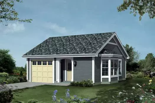 Traditional house plans 77-321 - front exterior, 421 sq ft, 1 bed, 1 bath house plans | Monster House Plans
