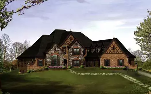 English Country house plans 77-327 - front exterior, 6,088 sq ft, 4 bed, 4 bath house plans | Monster House Plans