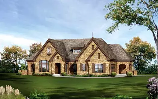 European house plans 77-332 - front exterior, 2,884 sq ft, 3 bed, 2 bath house plans | Monster House Plans