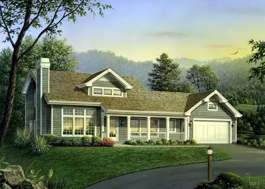 Country house plans 77-334 - front exterior, 2,365 sq ft, 4 bed, 3 bath house plans | Monster House Plans
