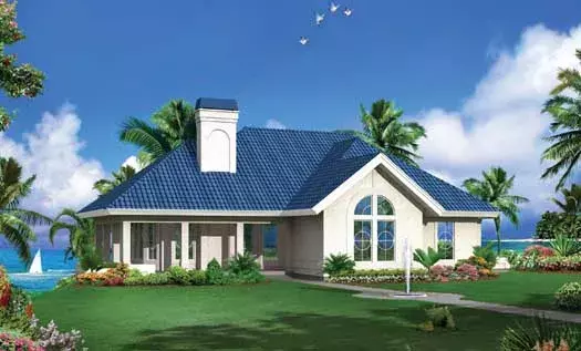 Sunbelt house plans 77-369 - front exterior, 1,605 sq ft, 2 bed, 2 bath house plans | Monster House Plans