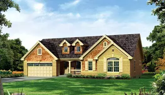 Traditional house plans 77-374 - front exterior, 1,740 sq ft, 3 bed, 2 bath house plans | Monster House Plans