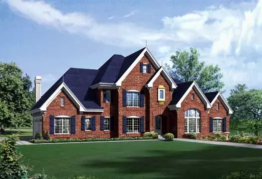 European house plans 77-375 - front exterior, 4,465 sq ft, 4 bed, 3 bath house plans | Monster House Plans