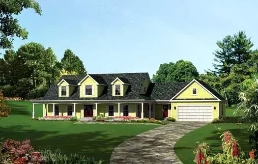 Country house plans 77-380 - front exterior, 3,782 sq ft, 4 bed, 3 bath house plans | Monster House Plans