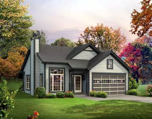 Traditional house plans 77-388 - front exterior, 1,281 sq ft, 3 bed, 2 bath house plans | Monster House Plans