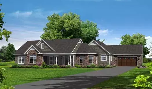 Traditional house plans 77-394 - front exterior, 2,487 sq ft, 3 bed, 2 bath house plans | Monster House Plans