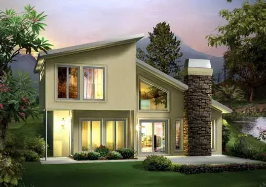 Contemporary house plans 77-400 - front exterior, 1,105 sq ft, 2 bed, 1 bath house plans | Monster House Plans
