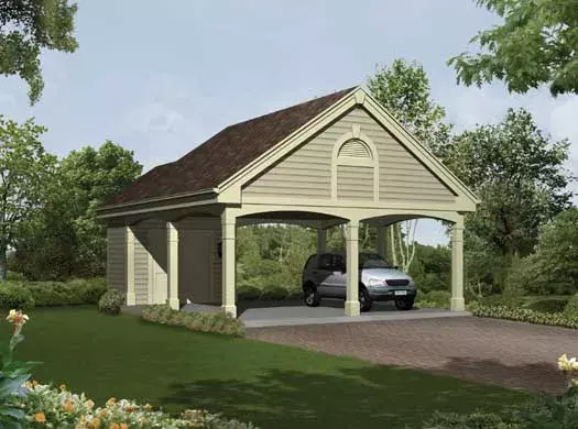 Traditional house plans 77-405 - front exterior, 559 sq ft, 0 bed, 0 bath house plans | Monster House Plans
