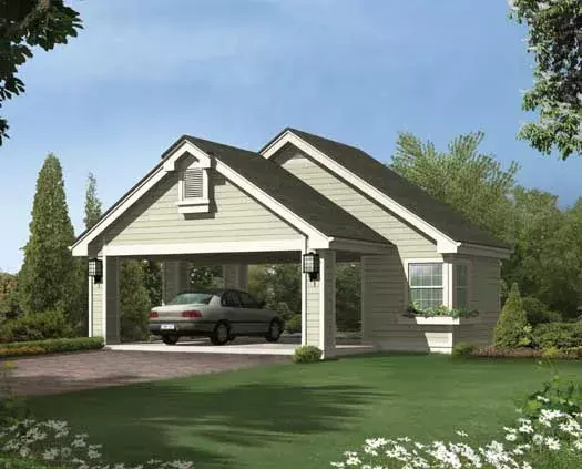 Traditional house plans 77-407 - front exterior, 556 sq ft, 0 bed, 0 bath house plans | Monster House Plans