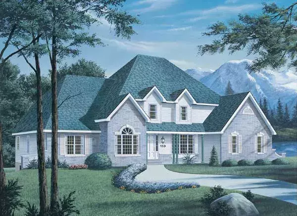 European house plans 77-452 - front exterior, 3,368 sq ft, 4 bed, 3 bath house plans | Monster House Plans