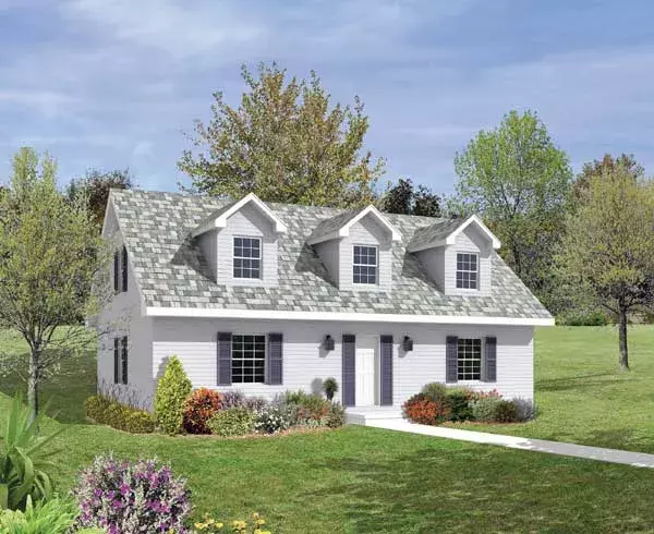 Cape Cod house plans 77-484 - front exterior, 1,705 sq ft, 4 bed, 2 bath house plans | Monster House Plans