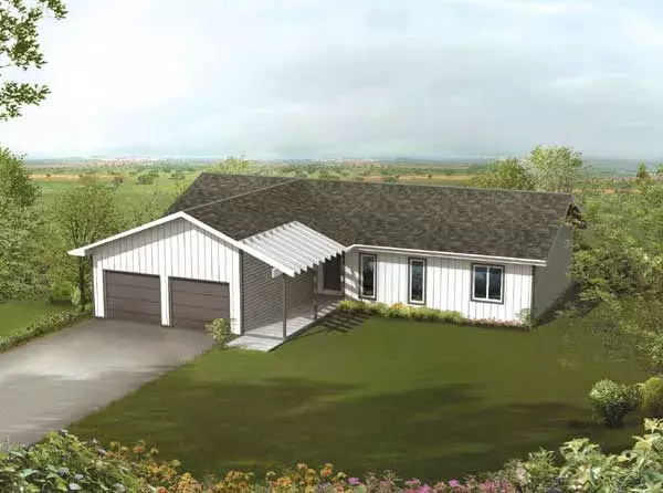 Traditional house plans 77-491 - front exterior, 1,504 sq ft, 3 bed, 2 bath house plans | Monster House Plans