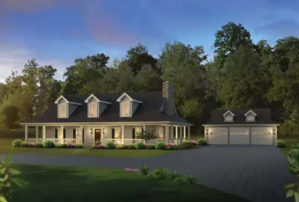 Farmhouse house plans 77-570 - front exterior, 2,593 sq ft, 3 bed, 3 bath house plans | Monster House Plans