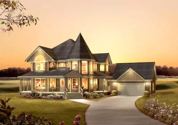 Victorian house plans 77-614 - front exterior, 2,560 sq ft, 4 bed, 2 bath house plans | Monster House Plans