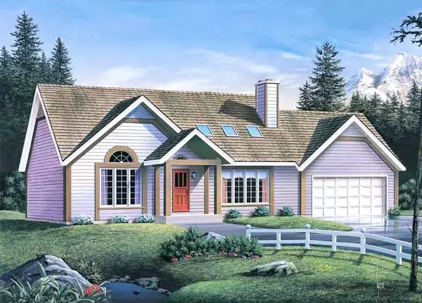 Traditional house plans 77-616 - front exterior, 1,850 sq ft, 3 bed, 2 bath house plans | Monster House Plans