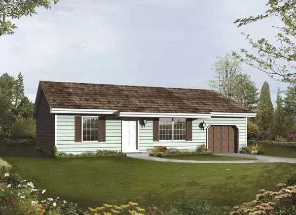 Traditional house plans 77-637 - front exterior, 1,293 sq ft, 3 bed, 2 bath house plans | Monster House Plans