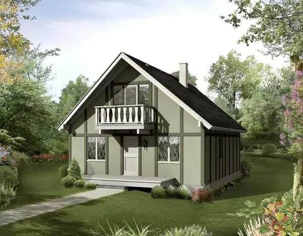 Cottage house plans 77-645 - front exterior, 1,280 sq ft, 4 bed, 2 bath house plans | Monster House Plans