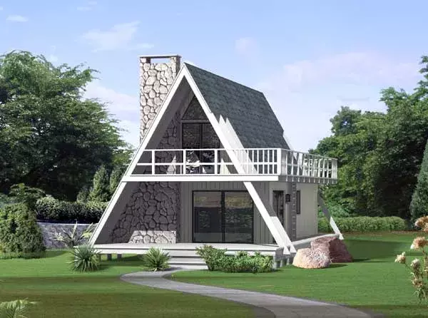 Contemporary house plans 77-646 - front exterior, 1,272 sq ft, 3 bed, 1 bath house plans | Monster House Plans