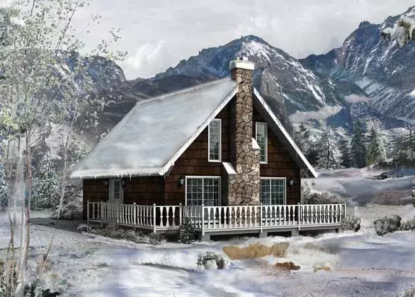 Country house plans 77-648 - front exterior, 1,211 sq ft, 2 bed, 1 bath house plans | Monster House Plans