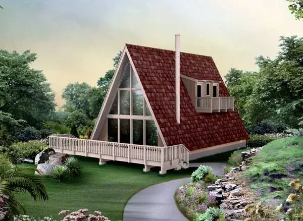 Contemporary house plans 77-649 - front exterior, 1,224 sq ft, 3 bed, 1 bath house plans | Monster House Plans