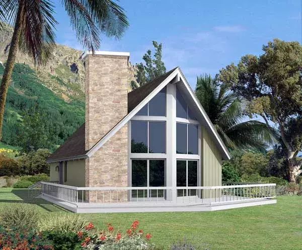 Contemporary house plans 77-652 - front exterior, 1,316 sq ft, 3 bed, 1 bath house plans | Monster House Plans