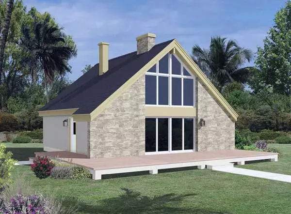 Contemporary house plans 77-657 - front exterior, 1,260 sq ft, 3 bed, 1 bath house plans | Monster House Plans