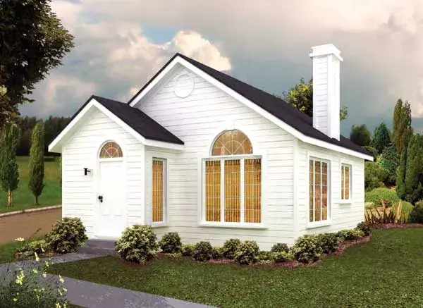 Traditional house plans 77-659 - front exterior, 527 sq ft, 1 bed, 1 bath house plans | Monster House Plans