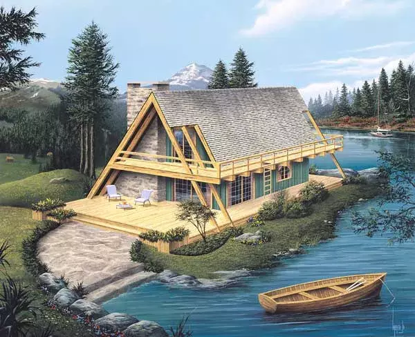 Contemporary house plans 77-667 - front exterior, 865 sq ft, 2 bed, 1 bath house plans | Monster House Plans