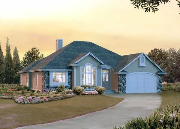European house plans 77-692 - front exterior, 1,886 sq ft, 3 bed, 2 bath house plans | Monster House Plans