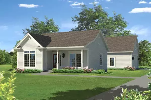 Country house plans 77-703 - front exterior, 944 sq ft, 2 bed, 1 bath house plans | Monster House Plans