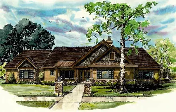 Craftsman house plans 79-107 - front exterior, 2,007 sq ft, 3 bed, 2 bath house plans | Monster House Plans