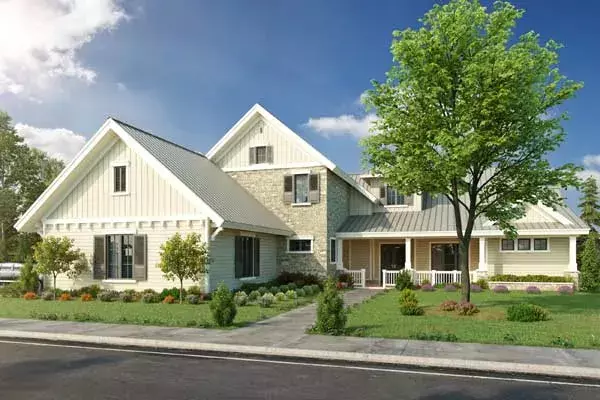 Modern Farmhouse house plans 79-109 - front exterior, 5,069 sq ft, 4 bed, 4 bath house plans | Monster House Plans