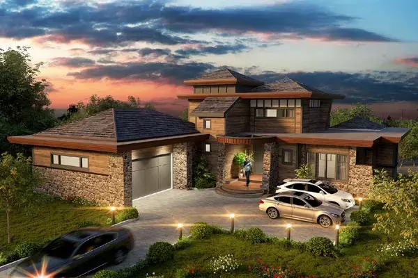 Modern house plans 79-115 - front exterior, 4,085 sq ft, 4 bed, 3 bath house plans | Monster House Plans