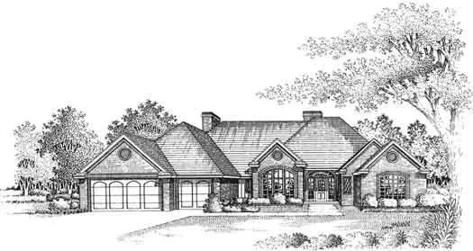 Traditional house plans 8-1005 - front exterior, 3,420 sq ft, 5 bed, 3 bath house plans | Monster House Plans