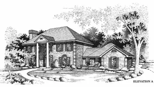 Greek Revival house plans 8-1029 - front exterior, 2,678 sq ft, 4 bed, 2 bath house plans | Monster House Plans