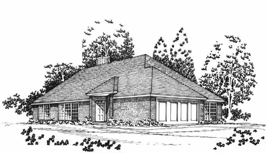 Traditional house plans 8-1043 - front exterior, 1,490 sq ft, 5 bed, 2 bath house plans | Monster House Plans