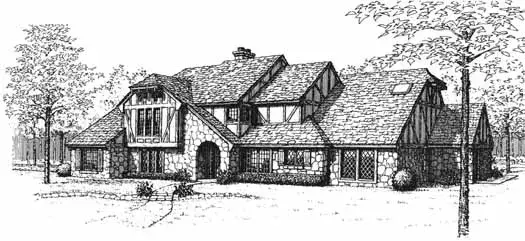 Tudor house plans 8-1075 - front exterior, 4,278 sq ft, 4 bed, 3 bath house plans | Monster House Plans