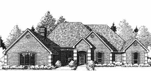 European house plans 8-1088 - front exterior, 3,115 sq ft, 3 bed, 2 bath house plans | Monster House Plans