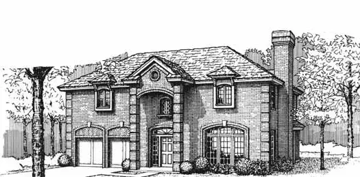 European house plans 8-1180 - front exterior, 2,110 sq ft, 3 bed, 2 bath house plans | Monster House Plans